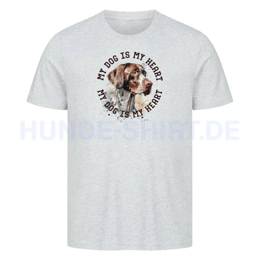 Premium T-Shirt "English Pointer HEART" Heather Grey – hunde-shirt.de