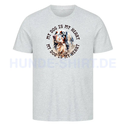 Premium T-Shirt "English Setter HEART" Heather Grey – hunde-shirt.de