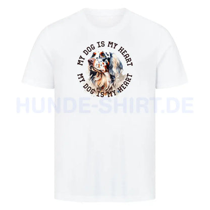 Premium T-Shirt "English Setter HEART" Weiß – hunde-shirt.de