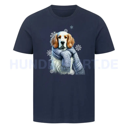 Premium T-Shirt "English Setter Winter" French Navy – hunde-shirt.de