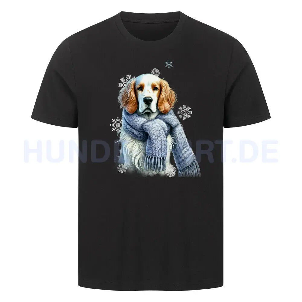 Premium T-Shirt "English Setter Winter" Schwarz – hunde-shirt.de