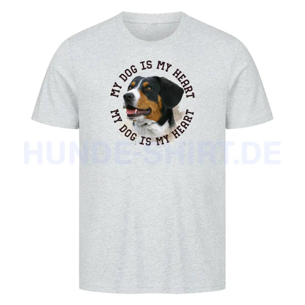 Premium T-Shirt "Entlebucher Sennenhund HEART" Heather Grey – hunde-shirt.de