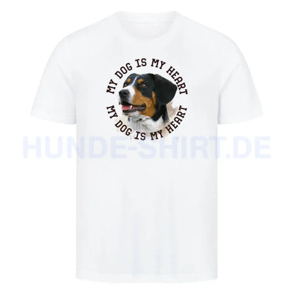 Premium T-Shirt "Entlebucher Sennenhund HEART" Weiß – hunde-shirt.de