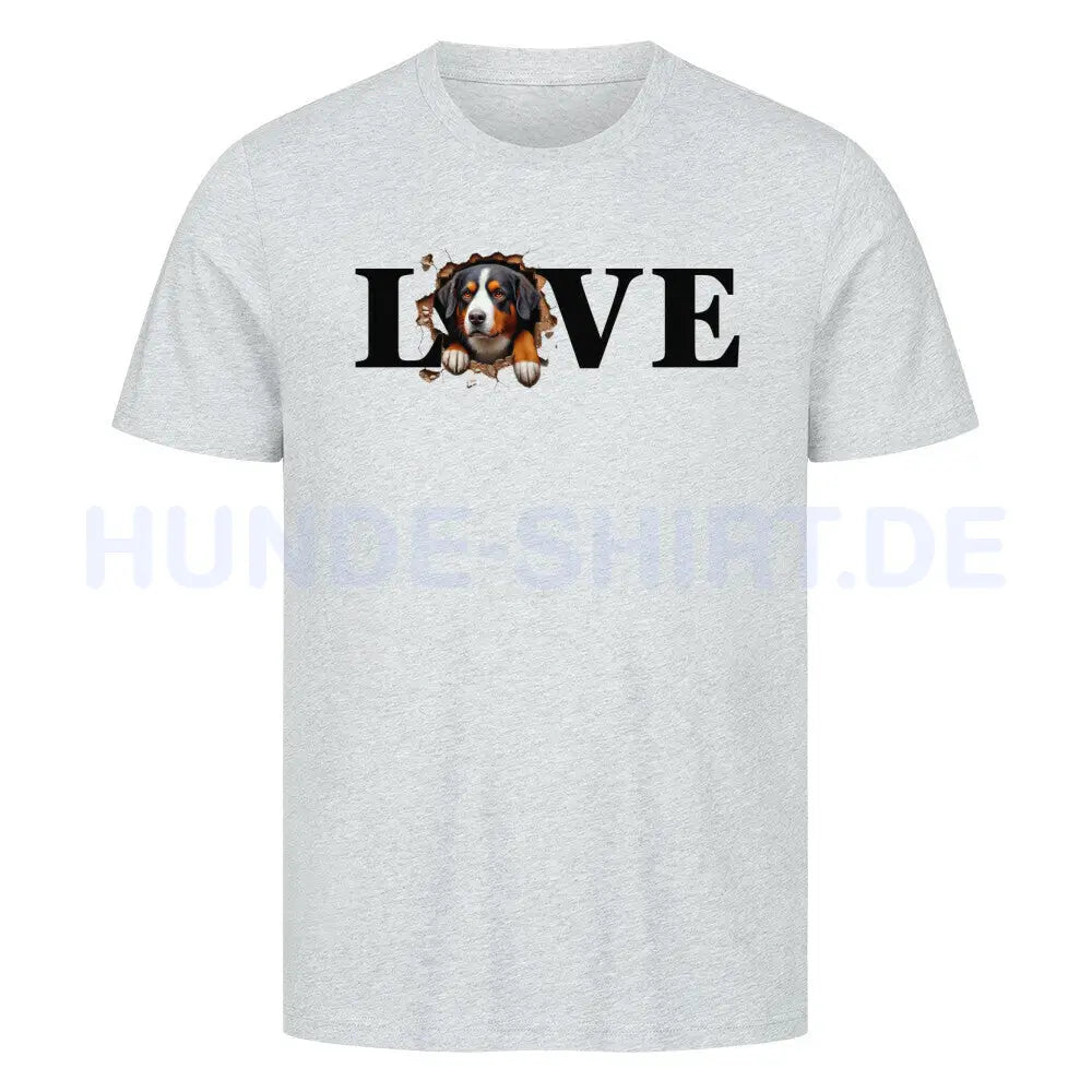 Premium T-Shirt "Entlebucher Sennenhund LOVE" Heather Grey – hunde-shirt.de