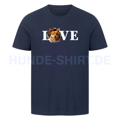 Premium T-Shirt "Finnischer Spitz - LOVE" French Navy – hunde-shirt.de