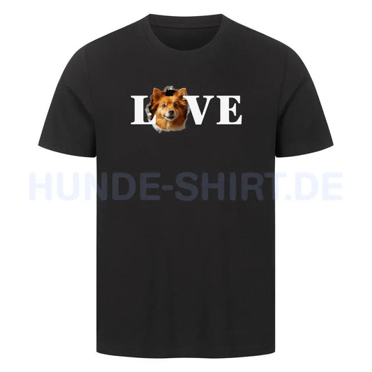 Premium T-Shirt "Finnischer Spitz - LOVE" Schwarz – hunde-shirt.de