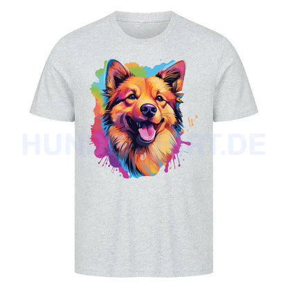 Premium T-Shirt "Finnischer Spitz - Paint" Heather Grey – hunde-shirt.de