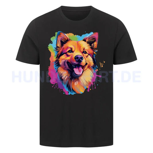 Premium T-Shirt "Finnischer Spitz - Paint" Schwarz – hunde-shirt.de