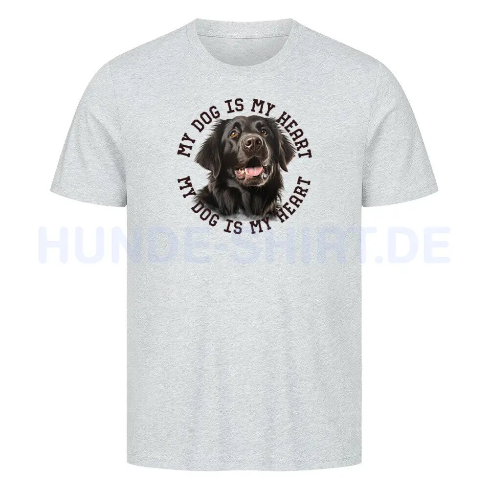 Premium T-Shirt "Flat Coated Retriever HEART" Heather Grey – hunde-shirt.de