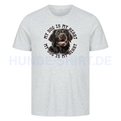 Premium T-Shirt "Flat Coated Retriever HEART" Heather Grey – hunde-shirt.de