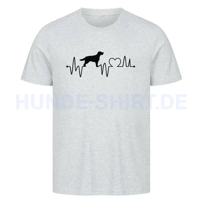 Premium T-Shirt "Flat Coated Retriever - Heartbeat" Heather Grey – hunde-shirt.de