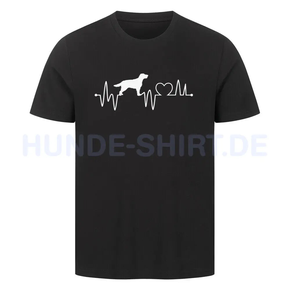 Premium T-Shirt "Flat Coated Retriever - Heartbeat" Schwarz – hunde-shirt.de