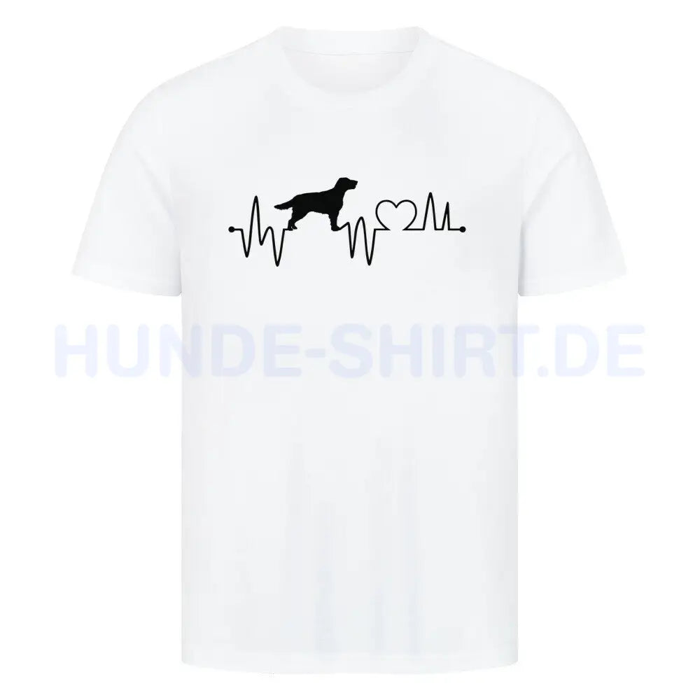 Premium T-Shirt "Flat Coated Retriever - Heartbeat" Weiß – hunde-shirt.de