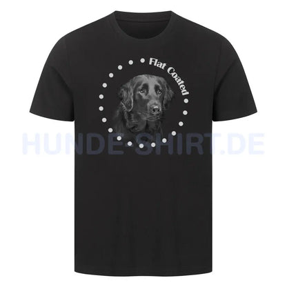 Premium T-Shirt "Flat Coated Retriever Rounded" Schwarz – hunde-shirt.de