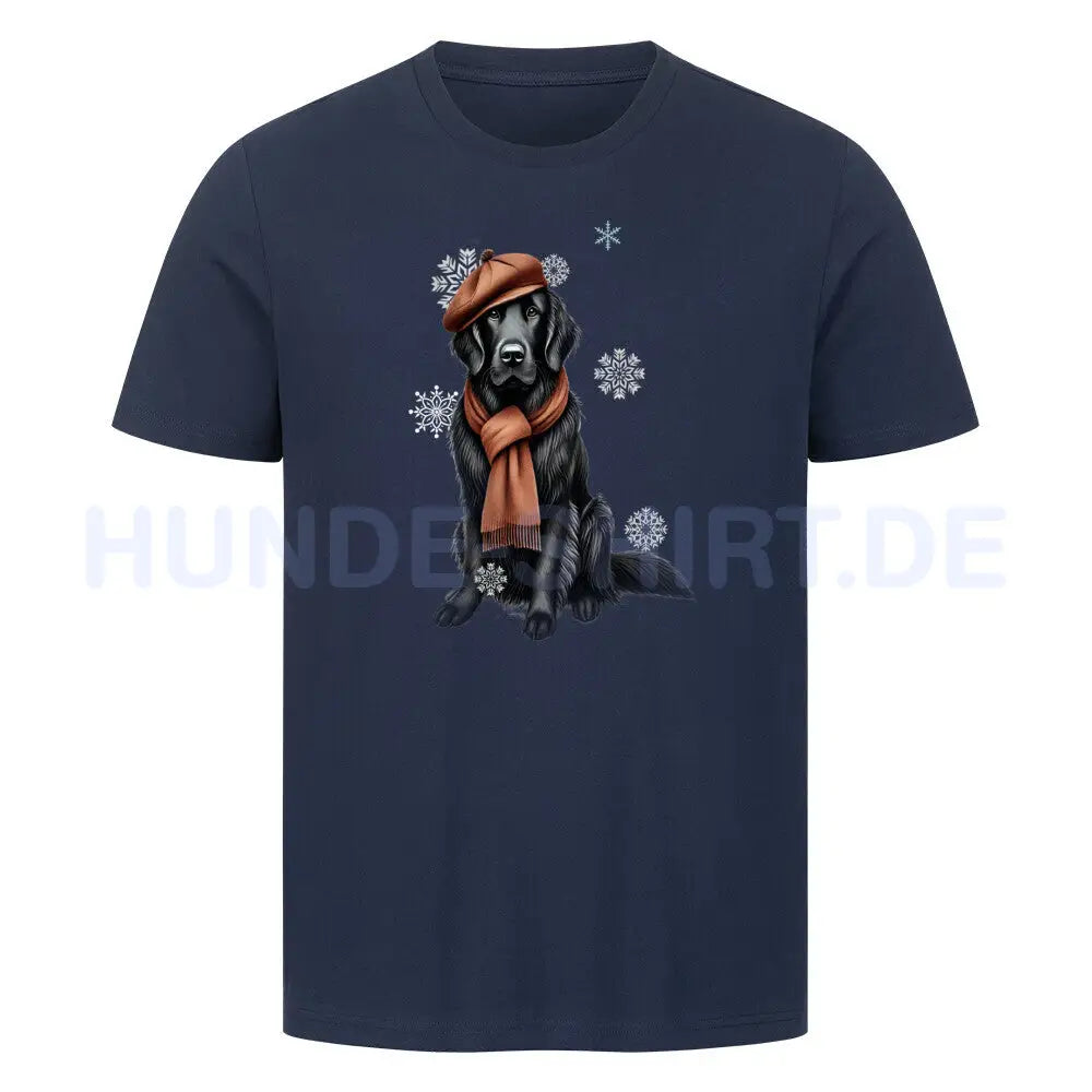 Premium T-Shirt "Flat Coated Retriever Winter" French Navy – hunde-shirt.de