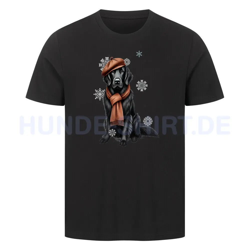 Premium T-Shirt "Flat Coated Retriever Winter" Schwarz – hunde-shirt.de