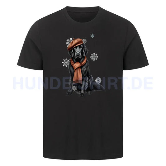 Premium T-Shirt "Flat Coated Retriever Winter" Schwarz – hunde-shirt.de