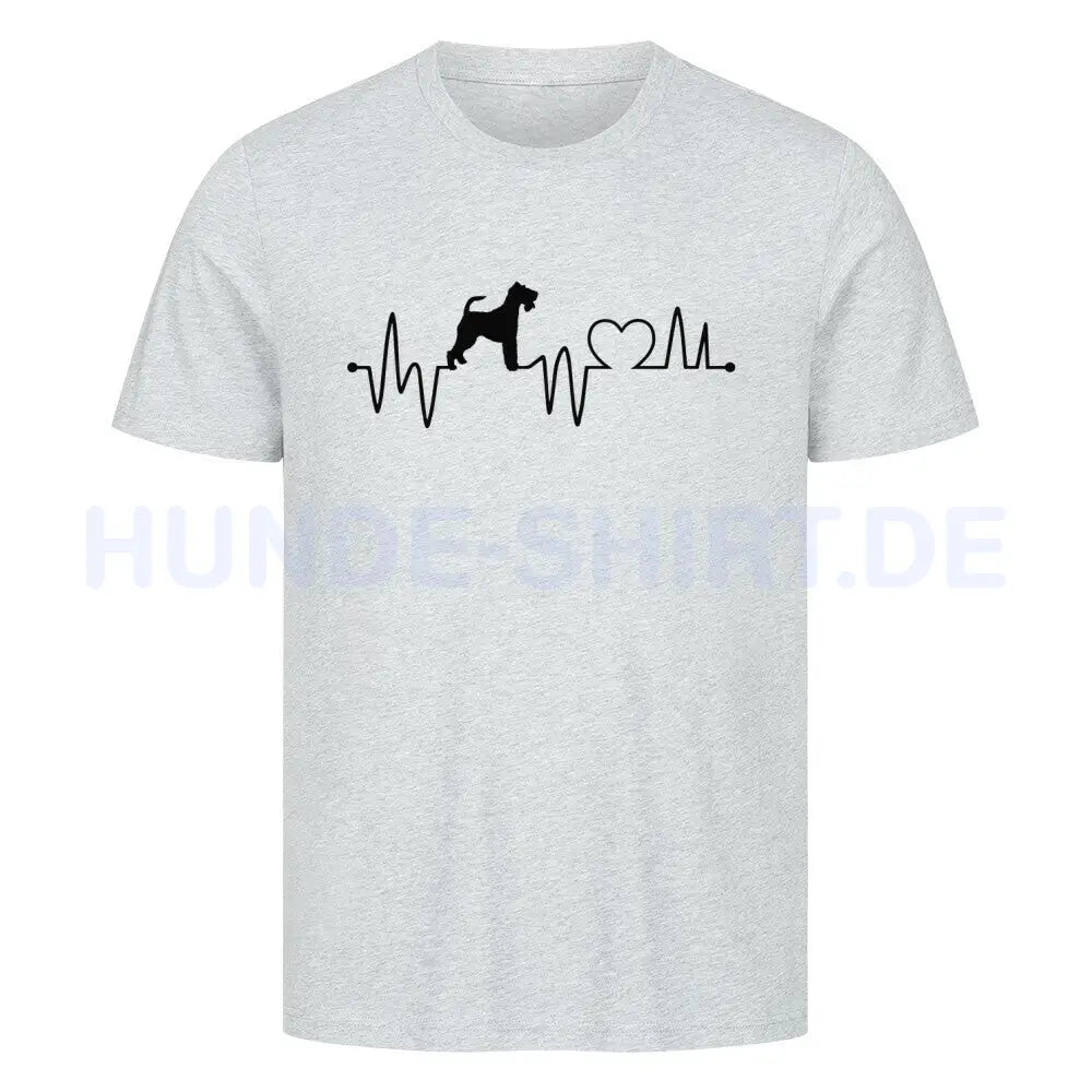 Premium T-Shirt "Foxterrier ( Drahthaar ) - Heartbeat" Heather Grey – hunde-shirt.de