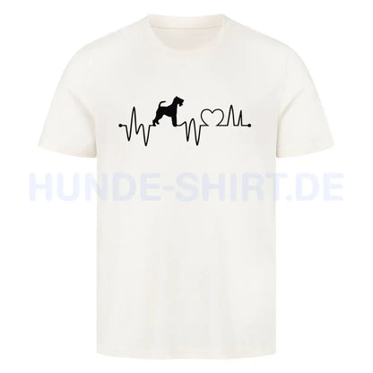 Premium T-Shirt "Foxterrier ( Drahthaar ) - Heartbeat" Natural Raw – hunde-shirt.de