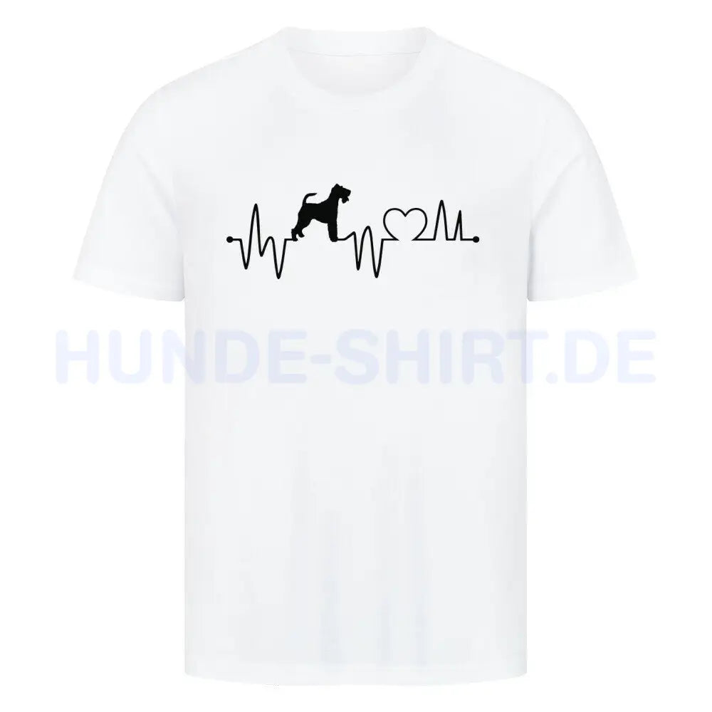 Premium T-Shirt "Foxterrier ( Drahthaar ) - Heartbeat" Weiß – hunde-shirt.de