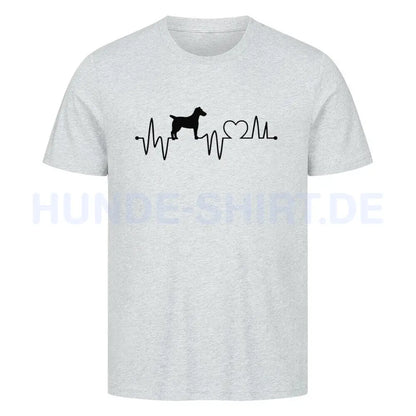 Premium T-Shirt "Foxterrier ( Glatthaar ) - Heartbeat" Heather Grey – hunde-shirt.de