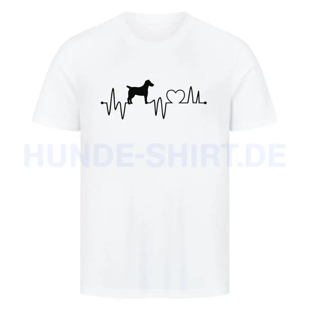 Premium T-Shirt "Foxterrier ( Glatthaar ) - Heartbeat" Weiß – hunde-shirt.de