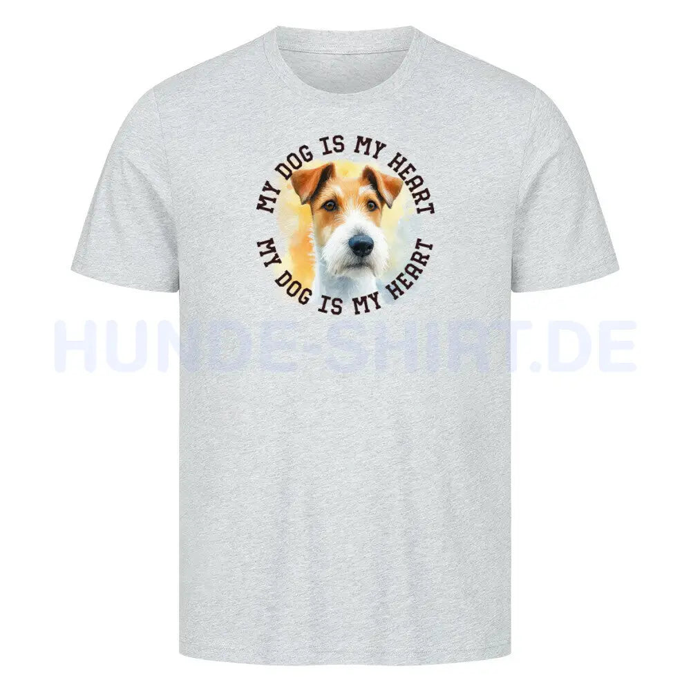 Premium T-Shirt "Foxterrier HEART" Heather Grey – hunde-shirt.de