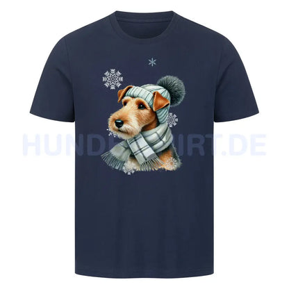 Premium T-Shirt "Foxterrier Winter" French Navy – hunde-shirt.de