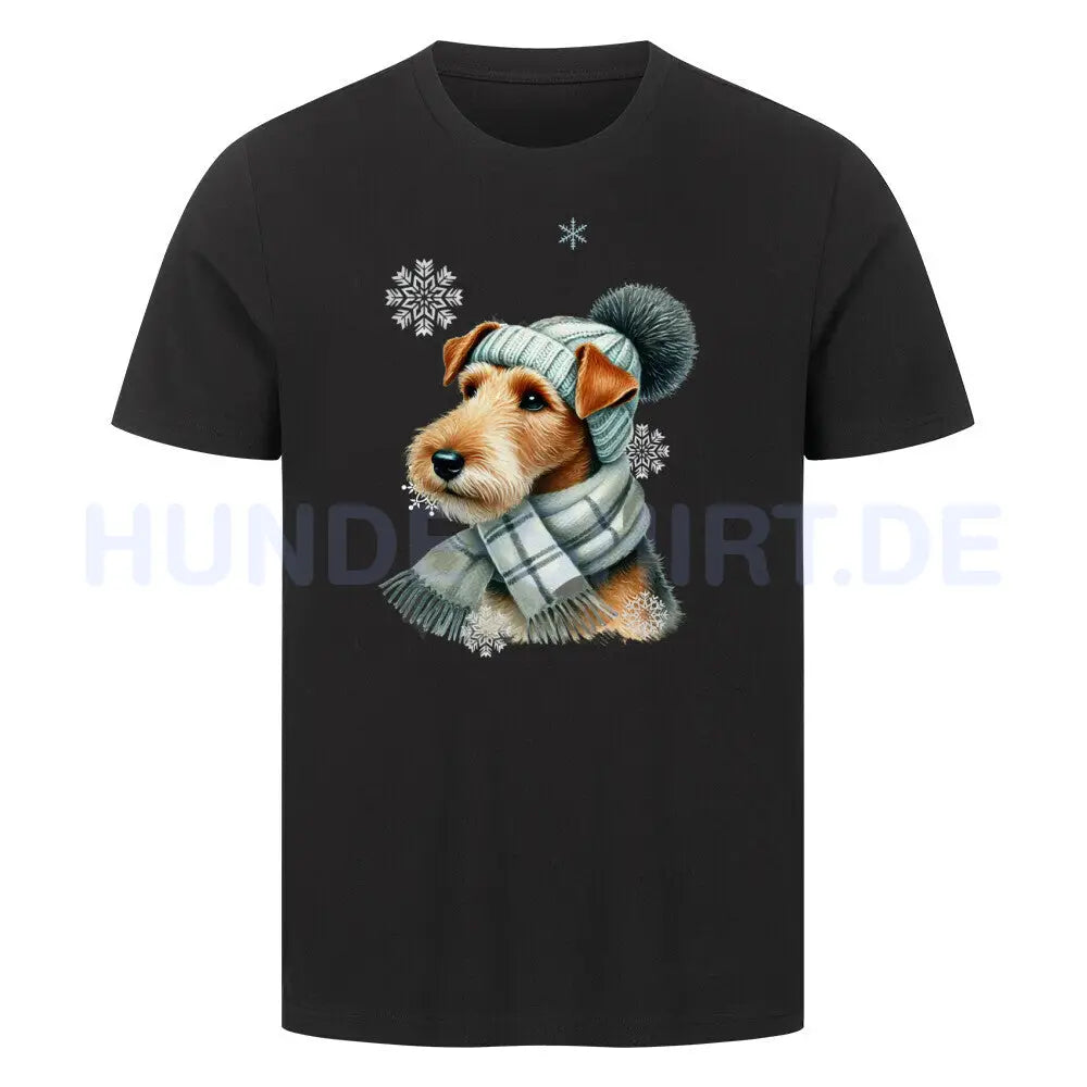 Premium T-Shirt "Foxterrier Winter" Schwarz – hunde-shirt.de