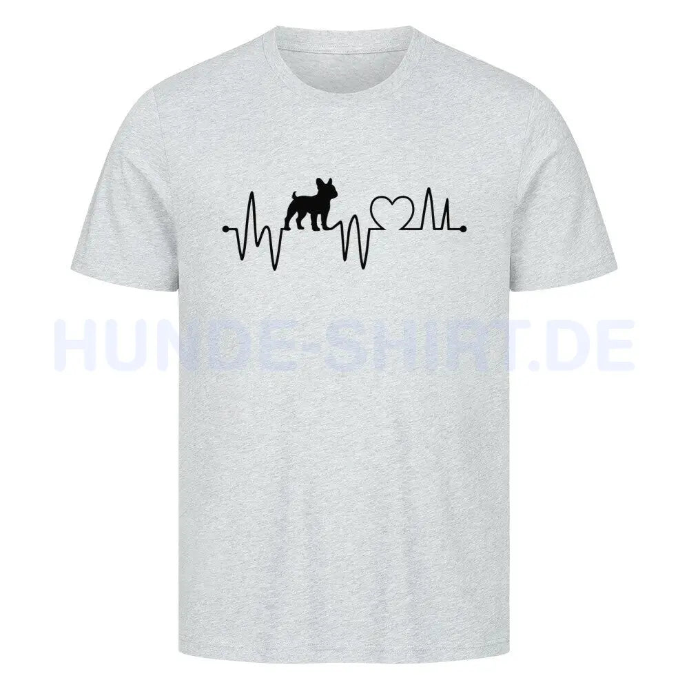 Premium T-Shirt "Französiche Bulldogge - Heartbeat" Heather Grey – hunde-shirt.de