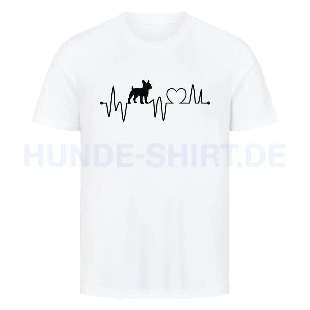 Premium T-Shirt "Französiche Bulldogge - Heartbeat" Weiß – hunde-shirt.de