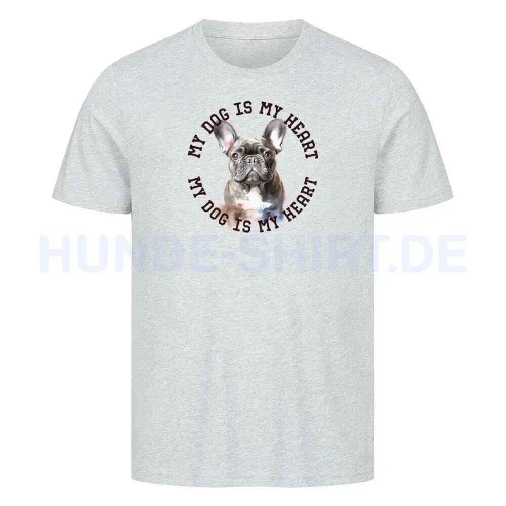 Premium T-Shirt "Französische Bulldogge blau H" Heather Grey – hunde-shirt.de