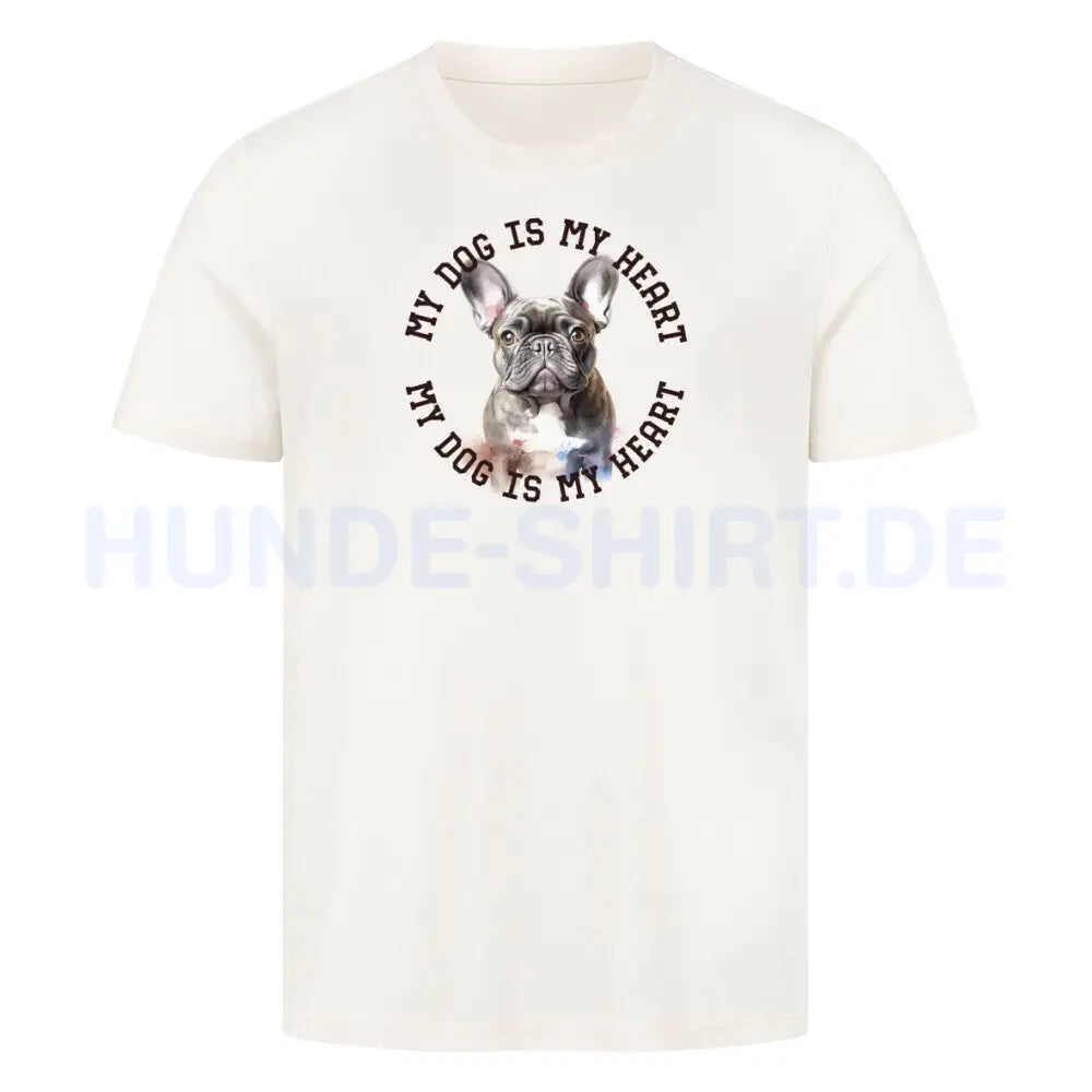 Premium T-Shirt "Französische Bulldogge blau H" Natural Raw – hunde-shirt.de