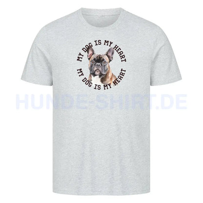 Premium T-Shirt "Französische Bulldogge braun H" Heather Grey – hunde-shirt.de