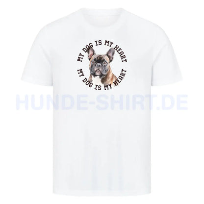 Premium T-Shirt "Französische Bulldogge braun H" Weiß – hunde-shirt.de