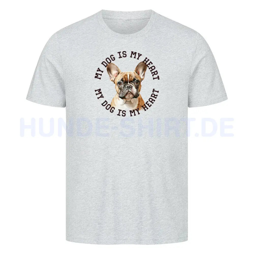 Premium T-Shirt "Französische Bulldogge hellbraun H" Heather Grey – hunde-shirt.de