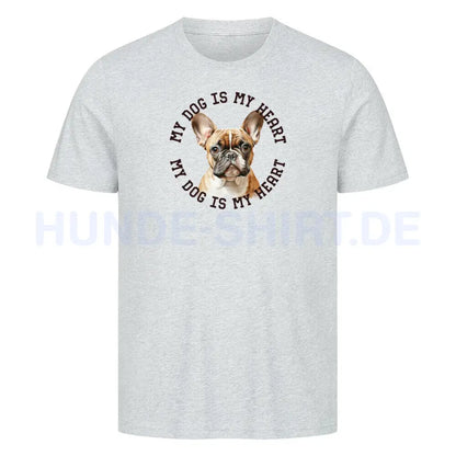 Premium T-Shirt "Französische Bulldogge hellbraun H" Heather Grey – hunde-shirt.de