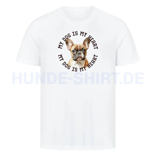 Premium T-Shirt "Französische Bulldogge hellbraun H" Weiß – hunde-shirt.de