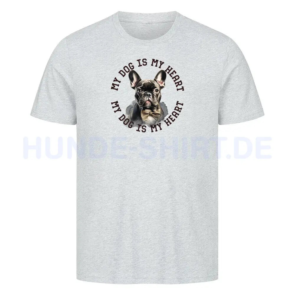 Premium T-Shirt "Französische Bulldogge schwarz H" Heather Grey – hunde-shirt.de