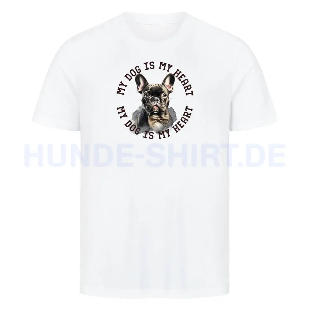 Premium T-Shirt "Französische Bulldogge schwarz H" Weiß – hunde-shirt.de