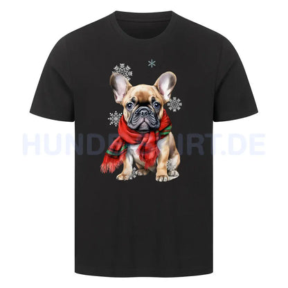 Premium T-Shirt "Frenchi Winter" Schwarz – hunde-shirt.de