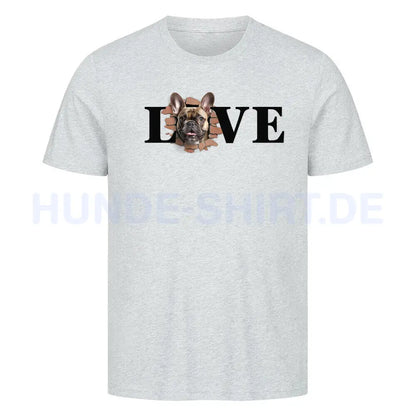 Premium T-Shirt "Frenchie braun LOVE" Heather Grey – hunde-shirt.de