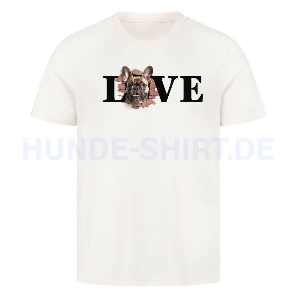 Premium T-Shirt "Frenchie braun LOVE" Natural Raw – hunde-shirt.de