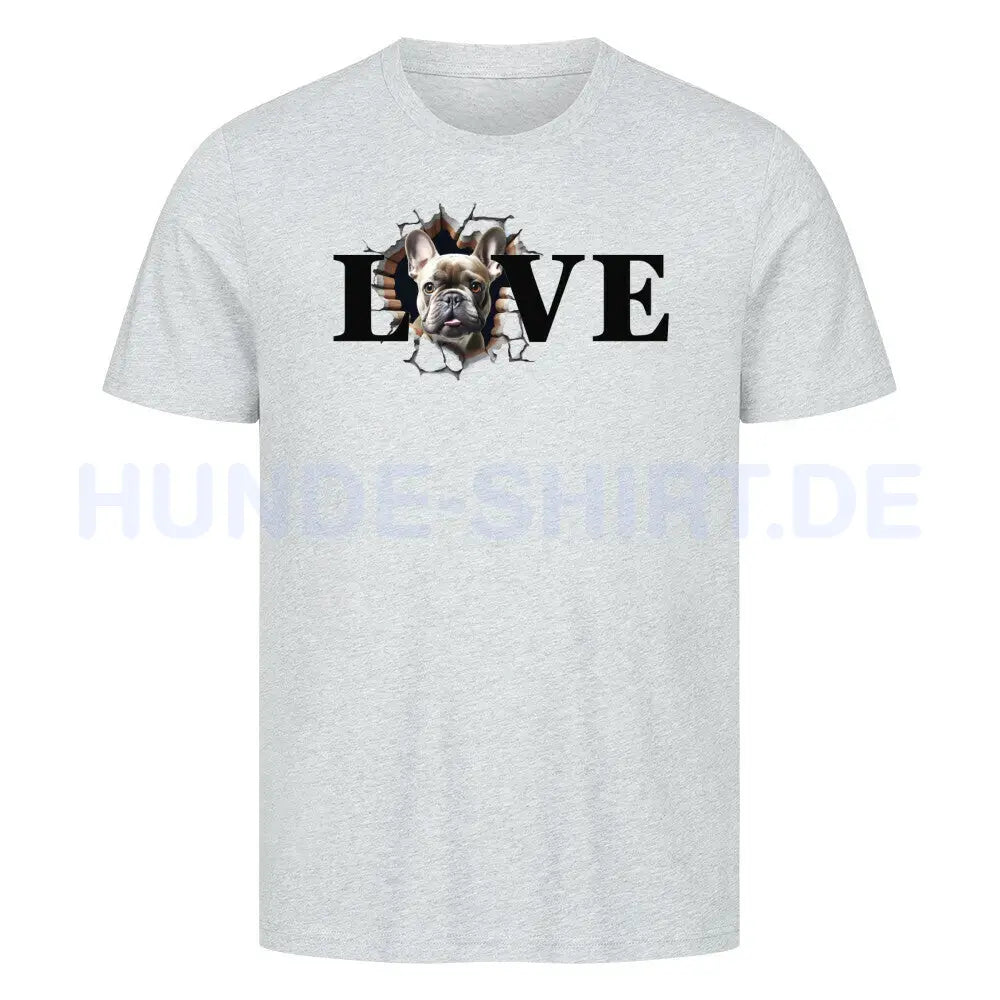 Premium T-Shirt "Frenchie grau LOVE" Heather Grey – hunde-shirt.de