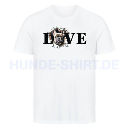 Premium T-Shirt "Frenchie grau LOVE" Weiß – hunde-shirt.de