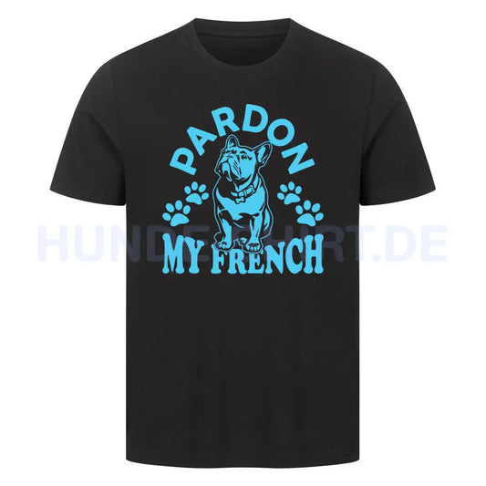 Premium T-Shirt "Frenchie - Pardon" Schwarz – hunde-shirt.de