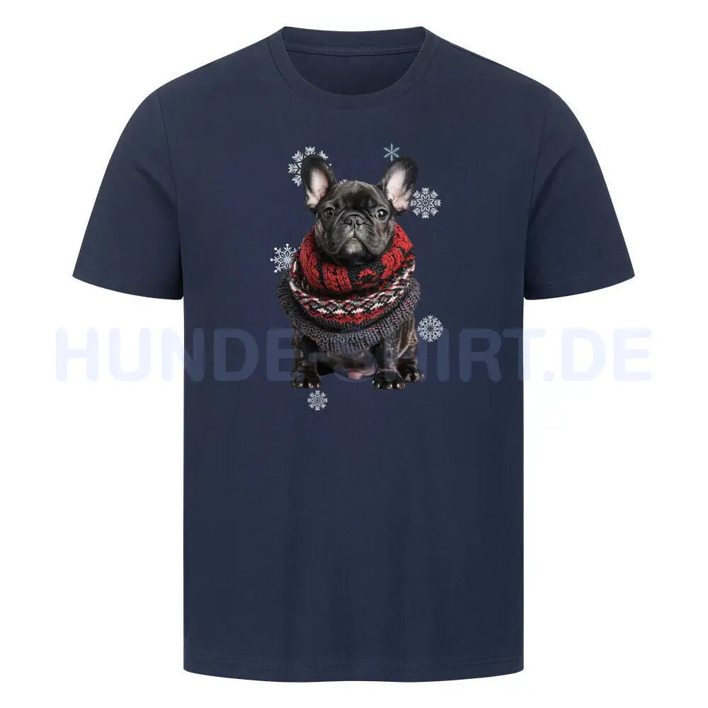 Premium T-Shirt "Frenchie Pullover rot" French Navy – hunde-shirt.de