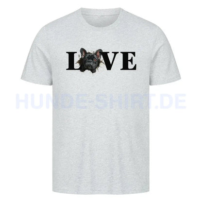 Premium T-Shirt "Frenchie schwarz LOVE" Heather Grey – hunde-shirt.de