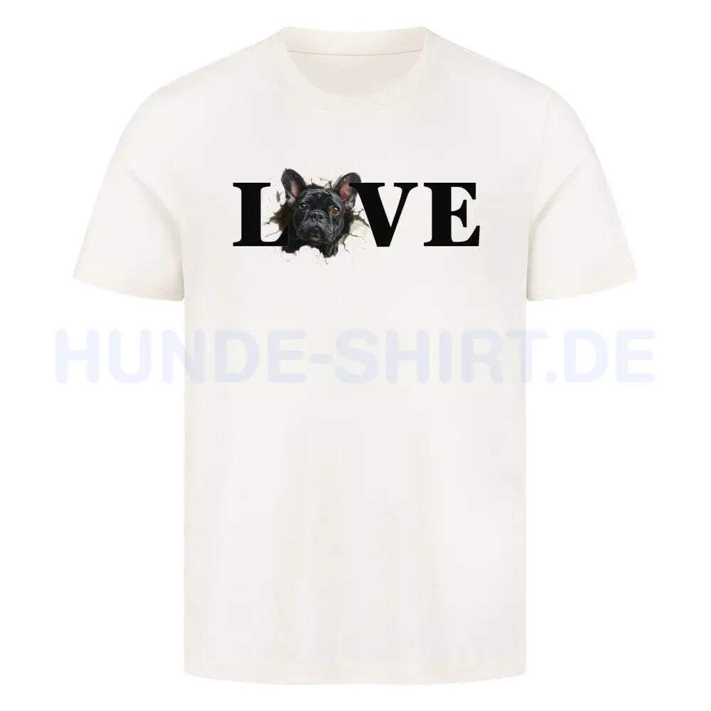 Premium T-Shirt "Frenchie schwarz LOVE" Natural Raw – hunde-shirt.de