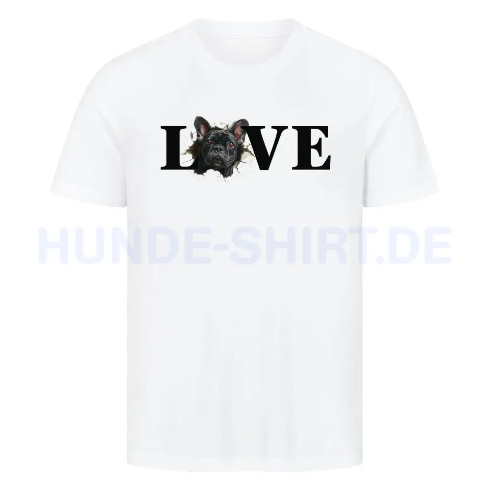 Premium T-Shirt "Frenchie schwarz LOVE" Weiß – hunde-shirt.de